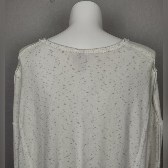 Knox Rose Sz XXL Oversized Pullover Cream V-neck Asymmetrical Raw Hem Sweater - Picture 6 of 13